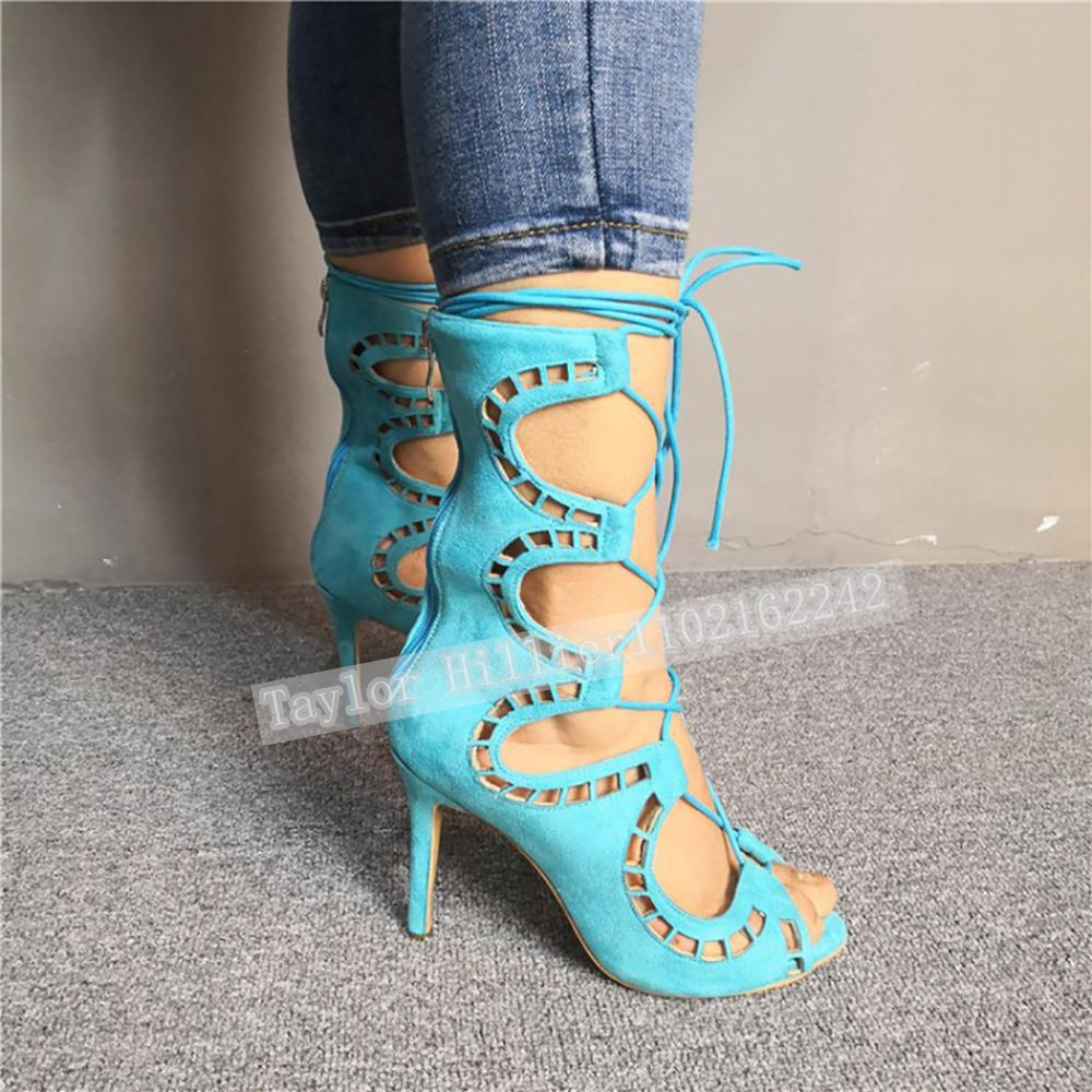 Women'S Fashion Show - Blue Open-Toe Criss-Cross Strap Sandals Women'S