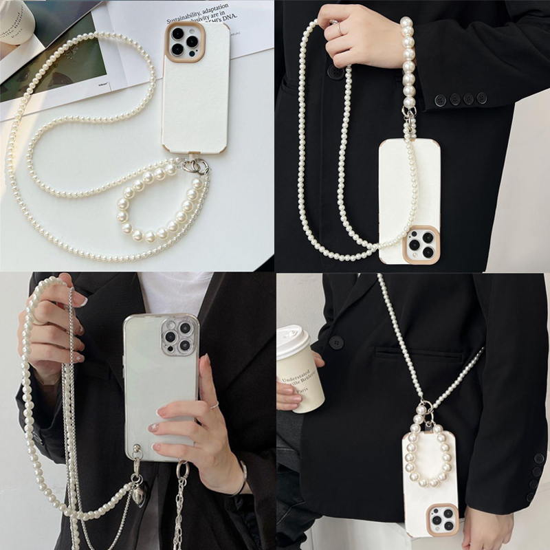 Women'S Fashion Layering - Cute Crossbody Y2K Pearl Phone Strap