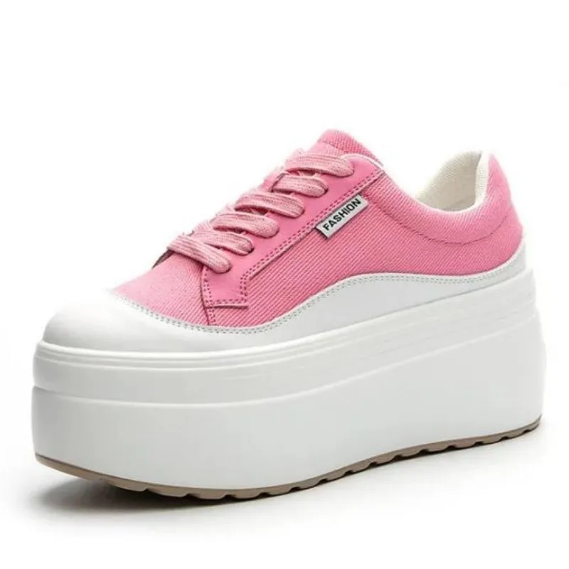 Women'S Fashion Show - 8cm New Canvas Genuine Leather Women