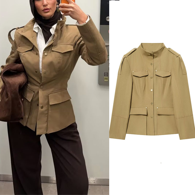 Women'S Fashion Utility Vest - Military Style Utility Jacket Women Khaki