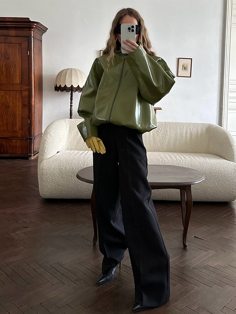 Fashion Green Short Leather Ja - Women'S Fashion Leather Jacket review and price