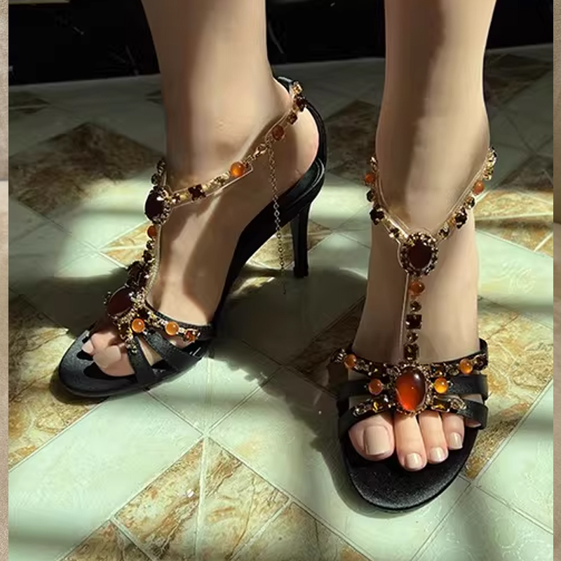 Rhinestone Open Toe Cross Stra - Women Fashion Hub review and price